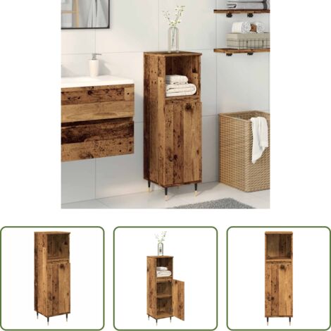 Mobile da bagno -  Armadietto da Bagno Legno Antico 30x30x100 cm in Truciolato