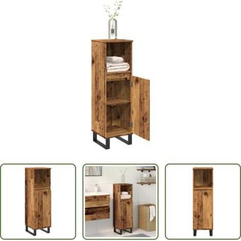 Mobile da bagno -  Armadietto da Bagno Legno Antico 30x30x100 cm in Truciolato