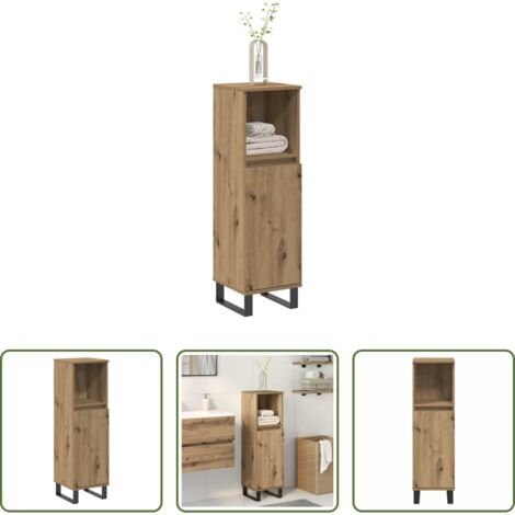Mobile da bagno -  Armadietto da Bagno Rovere Artigianale 30x30x100 cm Truciolato