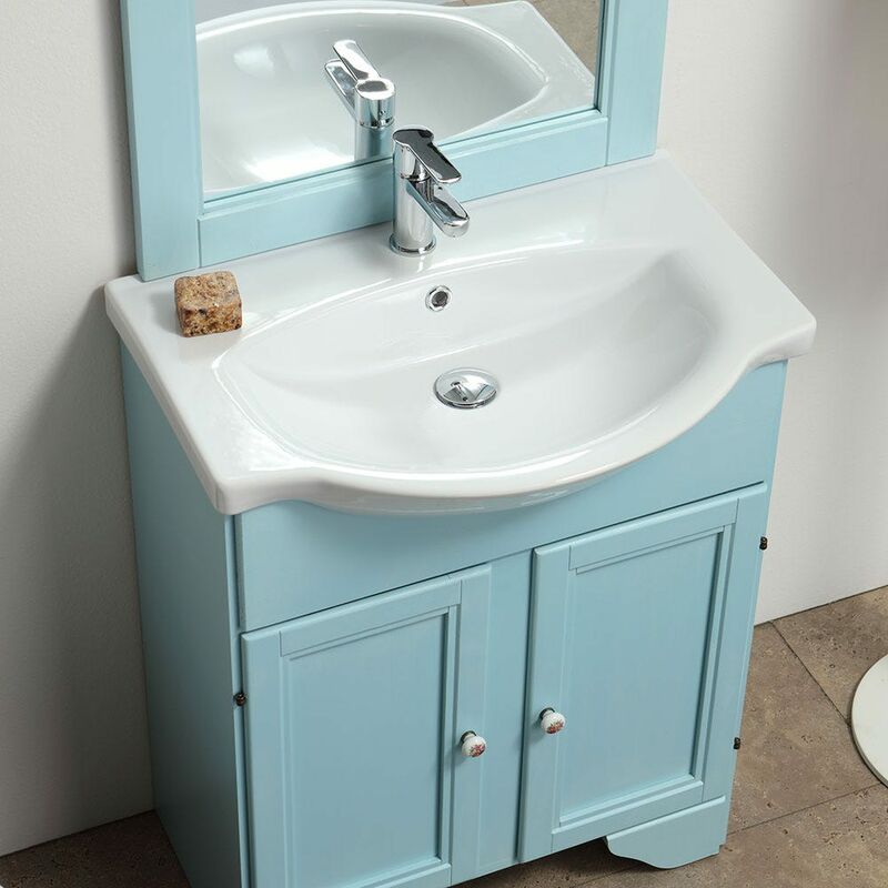 Mobili Bagno Decape Economici.Mobile Da Bagno Azzurro Decape Lavanda Cm 65 Con Lavabo E Lampada 02010330100085