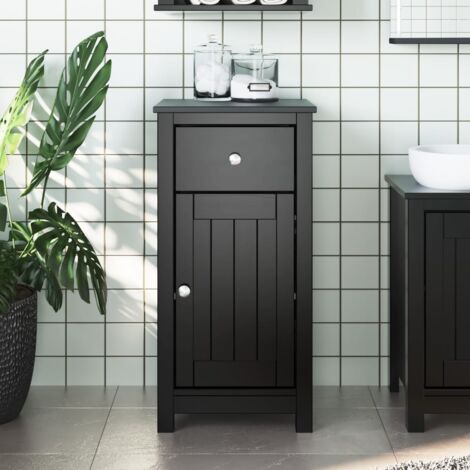 Mobile da Bagno BERG Nero 40x34x80 cm in Legno Massello di Pino vidaXL