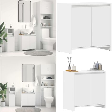 Mobile da Bagno Bianco 60x33x61 cm in Legno Multistrato - Armadio da bagno - Armadio in legno