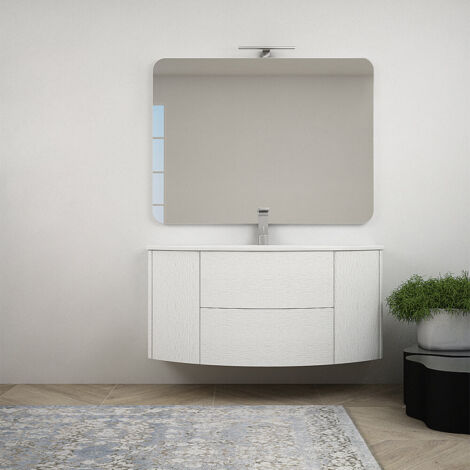 Mobile da bagno bianco frassino sospeso 120 cm  senza specchio e senza colonna