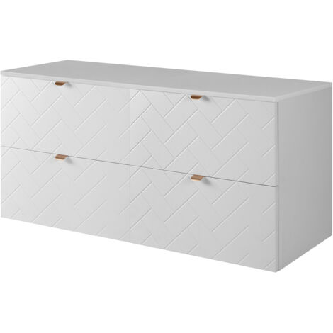 Mobile da bagno, Bianco Opaco, 140 x 57 x 46 cm, Maniglie Argento