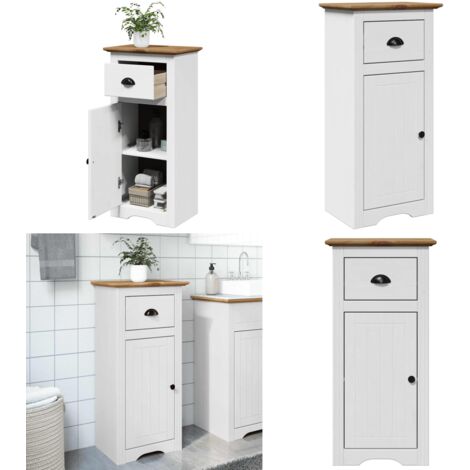 Mobile da Bagno BODO Bianco e Marrone 44x30x90 cm - Mobile da bagno in legno - Mobile da bagno in pino