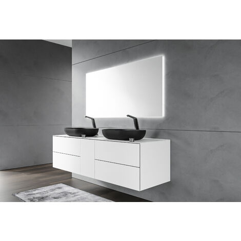 Mobile da bagno completo ARCTIC 1600 White Softtouch per lavabi da appoggio.