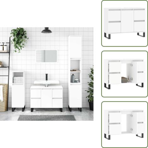 Mobile da bagno con cassetti - vidaXL Mobile da Bagno Bianco 80x33x60 cm in Legno Multistrato - Mobile da bagno con ante