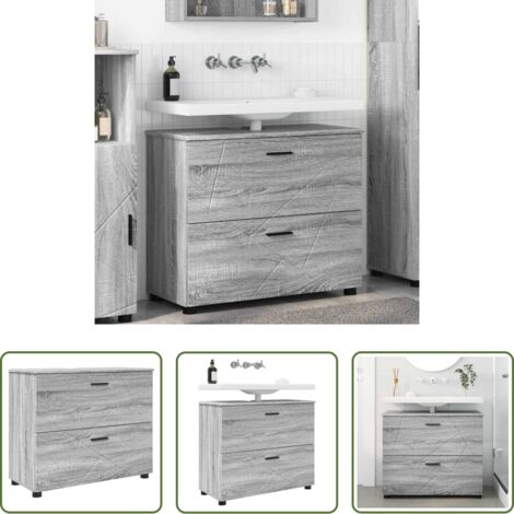 Mobile da bagno con cassetto -  Mobile da Bagno con cassetto Grigio Sonoma 76,5 x 35 x 64 cm