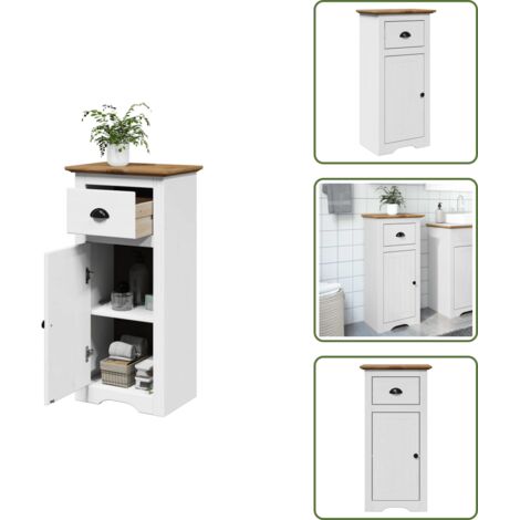 Mobile da bagno con cassetto - vidaXL Mobile da Bagno BODO Bianco e Marrone 44x30x90 cm - Mobile da bagno bianco e marrone