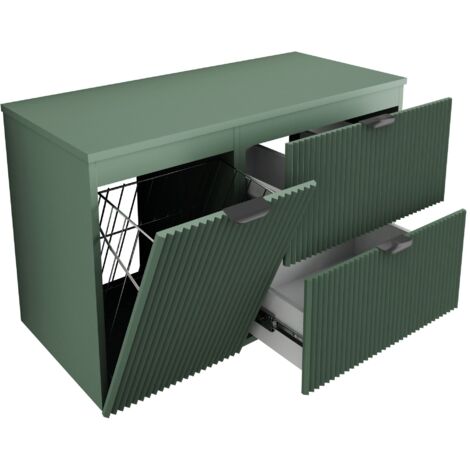 Mobile da bagno con frontale scanalato 40 cm con lavabo, cashmere, con maniglia nera, 40,5 × 22,5 × 57 cm, 40,5 × 22,5 × 57 cm