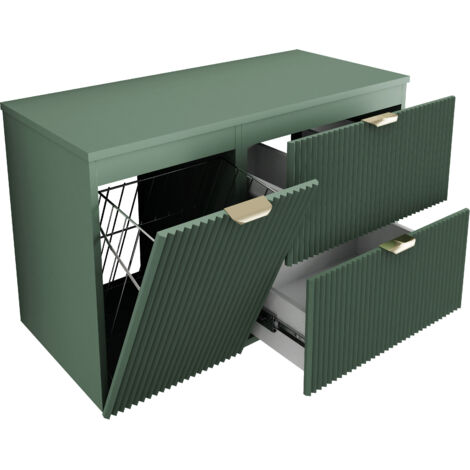 Mobile da bagno con frontale scanalato 40 cm con lavabo, cashmere, con maniglia oro, 40,5 × 22,5 × 57 cm