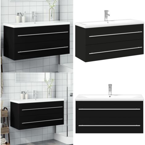 Mobile da Bagno con Lavabo Integrato Nero - Lavabo da bagno - Lavabo in ceramica