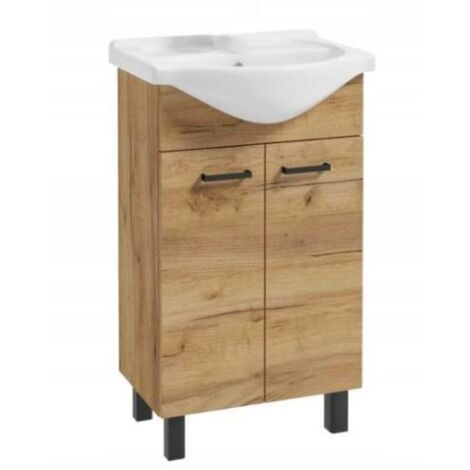 Mobile da bagno con lavabo su gambe, rovere artigianale, 50 cm Mea