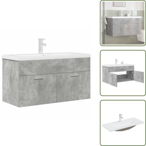 Mobile da bagno con lavabo - vidaXL Mobile da Bagno con Lavabo Integrato e Rubinetto Grigio Cemento - Lavabo da bagno