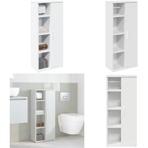 Mobile da Bagno con Portarotolo Bianco 39x22x90 cm - Armadietto da bagno - Portarotolo carta