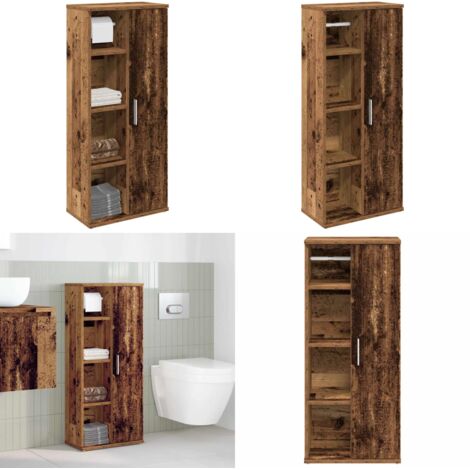 Mobile da Bagno con Portarotolo Legno Antico 39x22x90 cm - Armadio da bagno - Armadietto da bagno