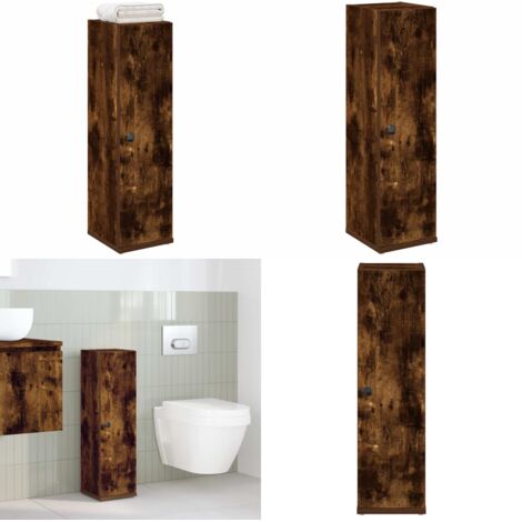 Mobile da Bagno con Portarotolo Rovere Fumo 20,5x22x72 cm - Armadietto da bagno - Armadietto con portarotolo