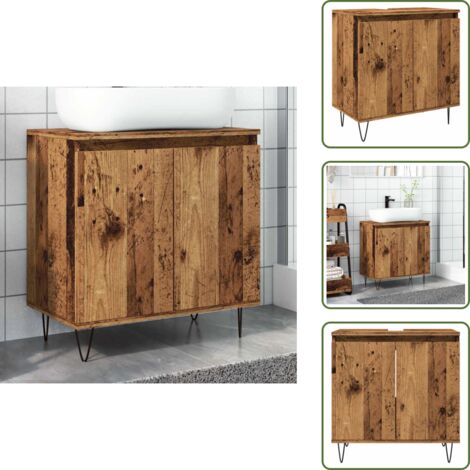 Mobile da bagno con scomparto - vidaXL Mobile da Bagno Legno Vecchio 58x33x60 cm in Truciolato -