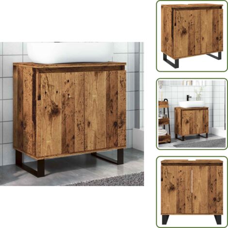 Mobile da bagno con scomparto - vidaXL Mobile da Bagno Legno Vecchio 58x33x60 cm in Truciolato -