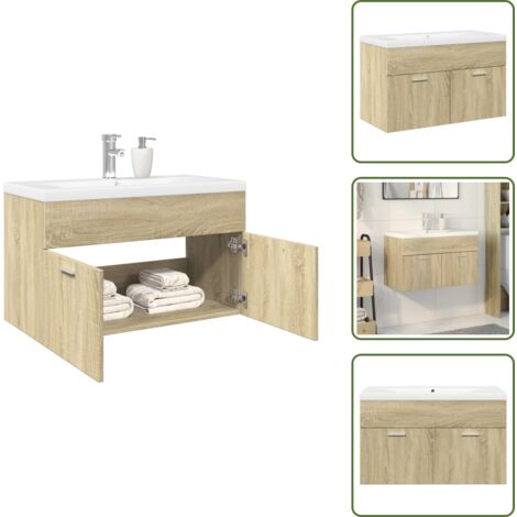 Mobile da bagno con spazio portaoggetti - vidaXL Mobile da Bagno con Lavabo Integrato Rovere Sonoma - Mobile da bagno a parete