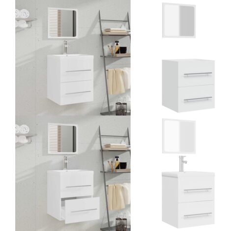 Mobile da Bagno con Specchio Bianco 41x38,5x48 cm - Specchio da bagno - Mobile da bagno
