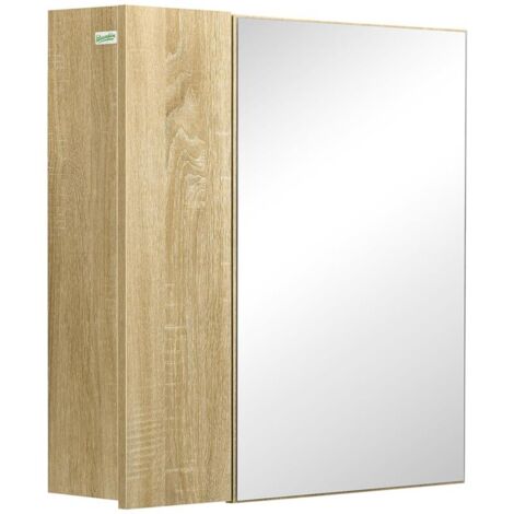 MOBILE DA BAGNO CON SPECCHIO E 4 RIPIANI INTERNI. IN TRUCIOLATO. 60X15X60CM. COLOR LEGNO