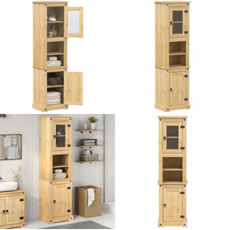 Mobile da Bagno Corona 50x40x185 cm in Legno Massello di Pino - Mobile in legno - Mobile da bagno in pino