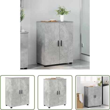 Mobile da bagno freestanding -  Mobile da Bagno con porta Grigio cemento 60 x 35 x 80 cm