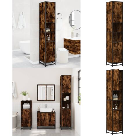 Mobile da Bagno Fumo 35x37,5x188,5 cm in Truciolato e Metallo - Mobile in legno - Mobile in metallo