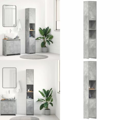 Mobile da Bagno Grigio Cemento 30x30x183,5 cm Legno tecnico - Armadio da bagno - Armadio da bagno in legno tecnico