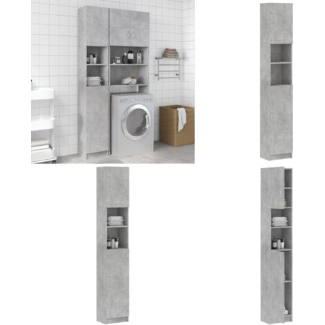 Mobile da Bagno Grigio Cemento 32x25,5x190 cm Legno Ingegnerizzato - Mobile da bagno in legno - Mobile da bagno grigio cemento