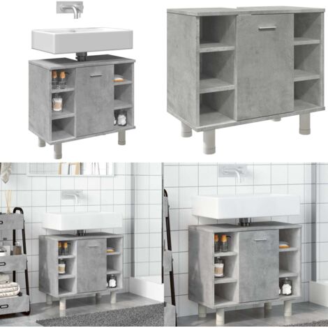 Mobile da Bagno Grigio Cemento 60x32x53,5 cm Legno Multistrato - Armadio da bagno - Armadio da bagno in truciolato