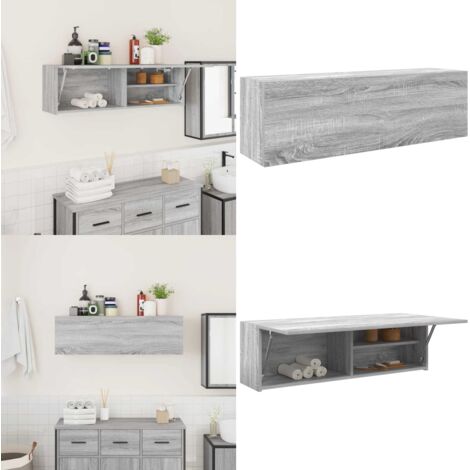 Mobile da Bagno Grigio Sonoma 100x25x30 cm in Truciolato - Armadio da bagno - Armadio in truciolato