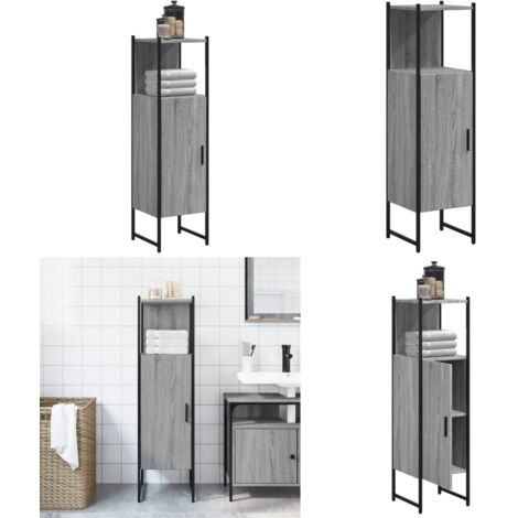 Mobile da Bagno Grigio Sonoma 33x33x120,5cm Legno Multistrato - Mobile da bagno in legno - Mobile da bagno grigio