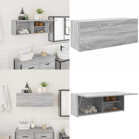 Mobile da Bagno Grigio Sonoma 80x25x30 cm in Legno Multistrato - Armadio da bagno - Armadio in truciolato
