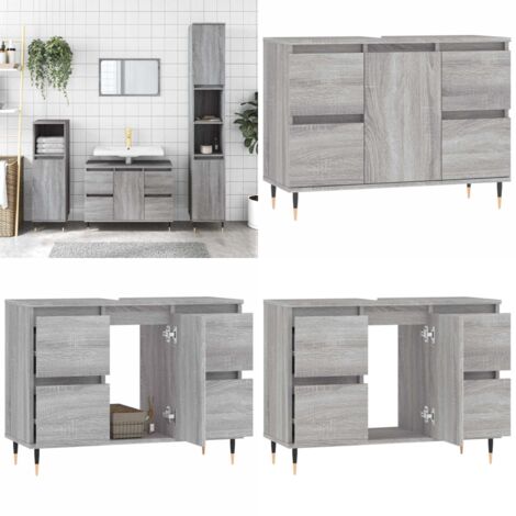 Mobile da Bagno Grigio Sonoma 80x33x60 cm in Legno Multistrato - Mobile in legno - Mobile da bagno grigio