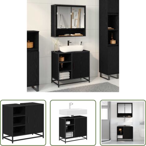 Mobile da bagno in legno -  Mobile da Bagno Rovere Nero 65 x 33 x 60 cm Legno multistrato