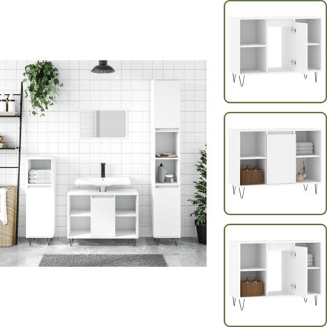 Mobile da bagno in legno multistrato - vidaXL Mobile da Bagno Bianco 80x33x60 cm in Legno Multistrato -