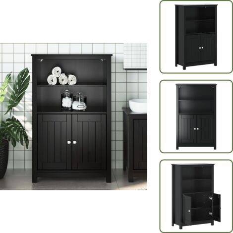 Mobile da bagno in pino - vidaXL Mobile da Bagno BERG Nero 69,5x34x110 cm Legno Massello di Pino -