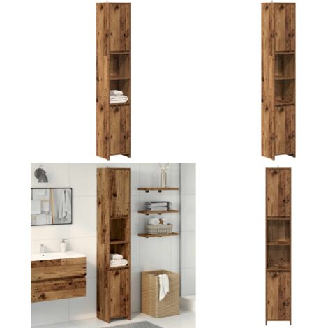 Mobile da Bagno Legno Antico 30x30x183,5 cm in Truciolato - Mobile da bagno - Armadio da bagno