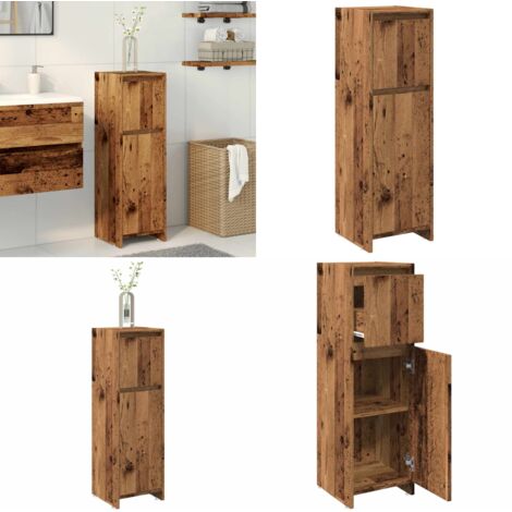 Mobile da Bagno Legno Antico 30x30x95 cm in Legno Multistrato - Mobile da bagno antico - Mobile da bagno in truciolato