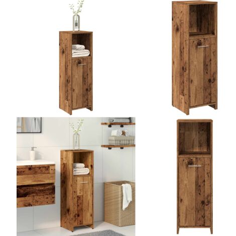 Mobile da Bagno Legno Antico 30x30x95 cm in Legno Multistrato - Mobile da bagno in truciolato - Mobile da bagno antico
