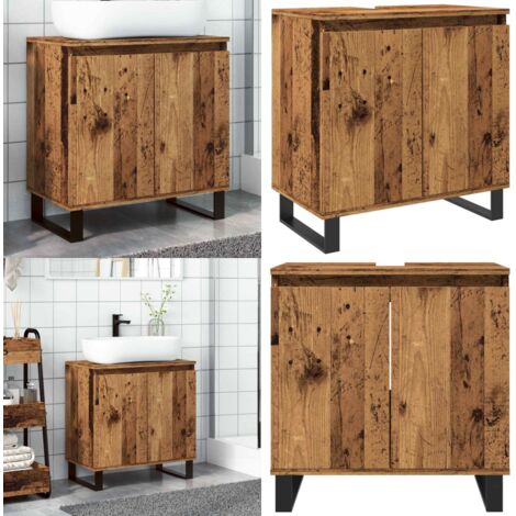 Mobile da Bagno Legno Vecchio 58x33x60 cm in Truciolato - Mobile da bagno in legno antico - Mobile da bagno con ante