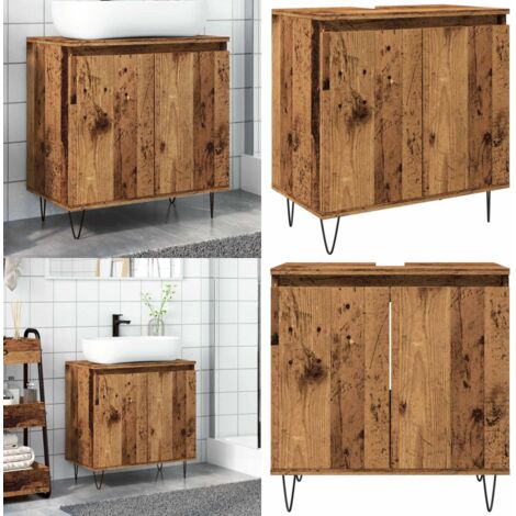 Mobile da Bagno Legno Vecchio 58x33x60 cm in Truciolato - Mobile da bagno in truciolato - Mobile da bagno con ante