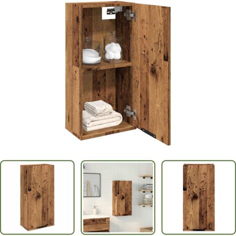 Mobile da bagno -  Mobile da Bagno a Parete Legno Antico 32x20x67 cm