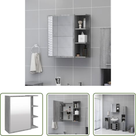 Mobile da bagno -  Mobile da Bagno a Specchio Grigio Sonoma 62,5x20,5x64 cm Legno