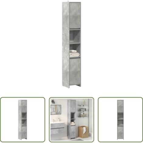 Mobile da bagno -  Mobile da Bagno Grigio Cemento 30x30x183,5 cm Legno Multistrato