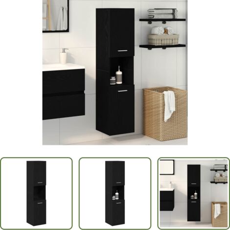 Mobile da bagno -  Mobile da Bagno Rovere Nero 30 x 30 x 130 cm Legno multistrato