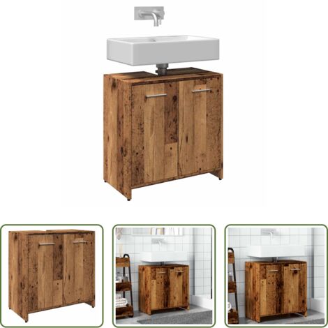 Mobile da bagno -  Mobile Lavabo Bagno Legno Antico 60x33x60 cm Legno Multistrato