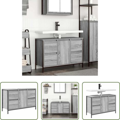 Mobile da bagno -  Mobile Lavabo con Cassetti Grigio Sonoma 90x34,5x60 cm